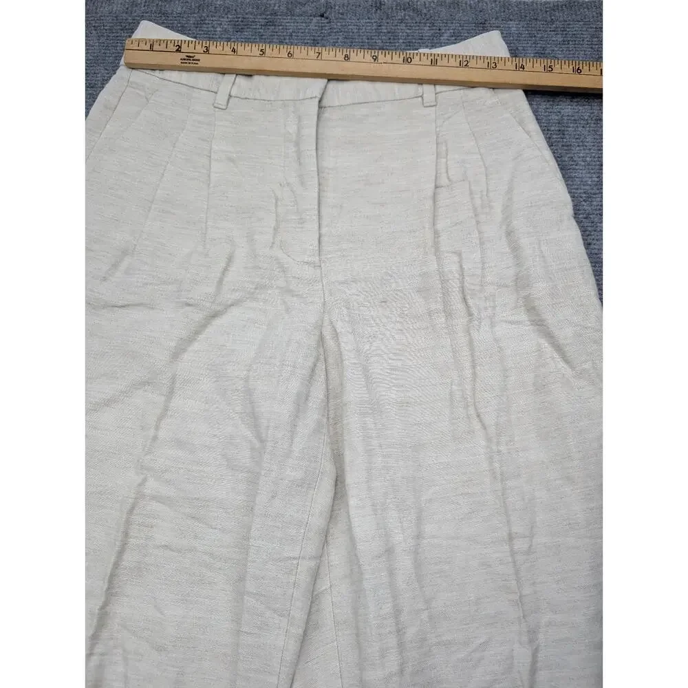 Aritzia Effortless Pants Womens 4 Tall Linen Wide Leg Pleated Trouser Old Money